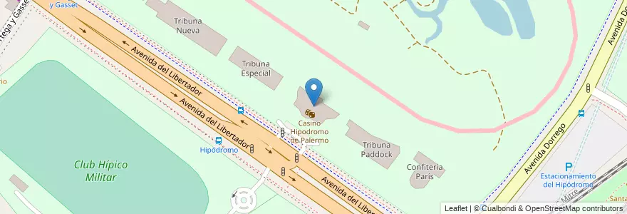 Mapa de ubicacion de Tribuna Carlos Pellegrini, Palermo en Аргентина, Буэнос-Айрес, Буэнос-Айрес, Comuna 14.