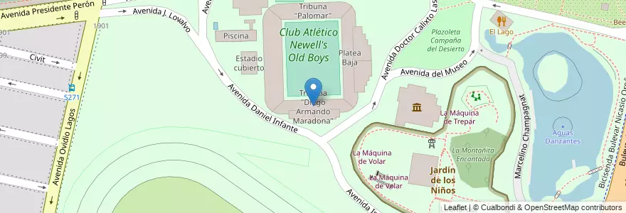 Mapa de ubicacion de Tribuna "Diego Armando Maradona" en 阿根廷, Santa Fe, Departamento Rosario, Municipio De Rosario, 罗萨里奥.