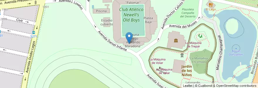 Mapa de ubicacion de Tribuna "Diego Armando Maradona" en アルゼンチン, サンタフェ州, Departamento Rosario, Municipio De Rosario, ロサリオ.