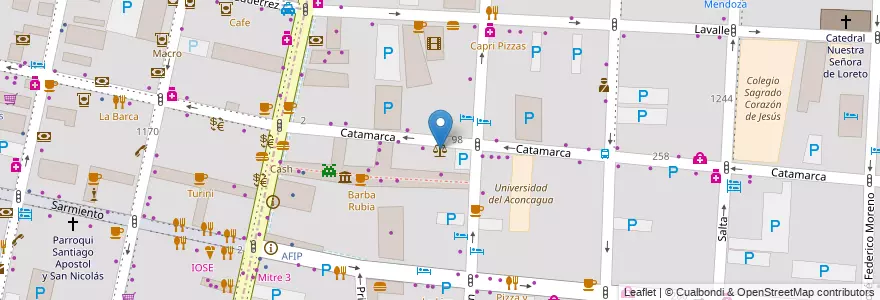 Mapa de ubicacion de Tribunal de Cuentas en Arjantin, Şili, Mendoza, Departamento Capital, Ciudad De Mendoza, Sección 3ª Parque O'Higgins.