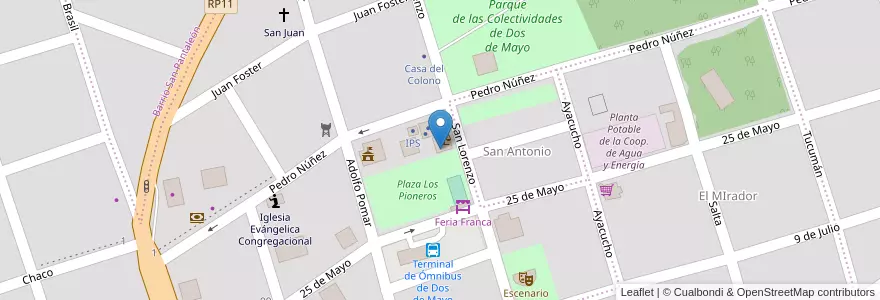 Mapa de ubicacion de Tribunal de Faltas en Arjantin, Misiones, Departamento Cainguás, Municipio De Dos De Mayo, Dos De Mayo.