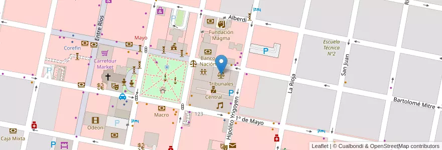 Mapa de ubicacion de Tribunales en الأرجنتين, إنتري ريوس, Departamento Concordia, Distrito Suburbios, Concordia, Concordia.