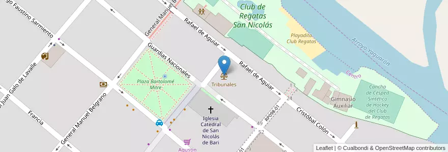Mapa de ubicacion de Tribunales en Argentina, Buenos Aires, Partido De San Nicolás, San Nicolás De Los Arroyos.