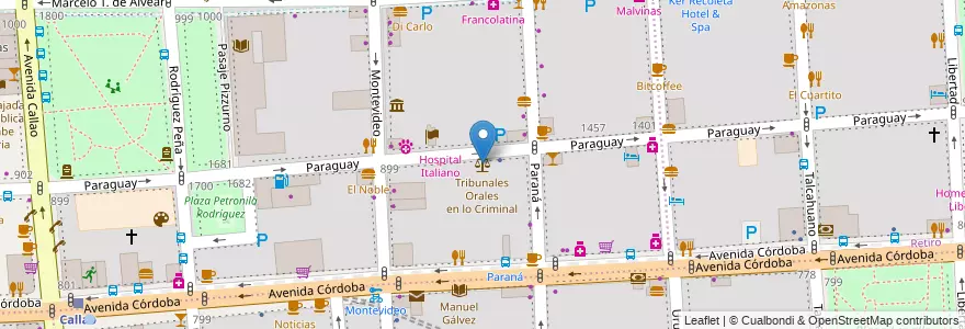Mapa de ubicacion de Tribunales Orales en lo Criminal, Recoleta en アルゼンチン, Ciudad Autónoma De Buenos Aires, Comuna 2, Comuna 1, ブエノスアイレス.