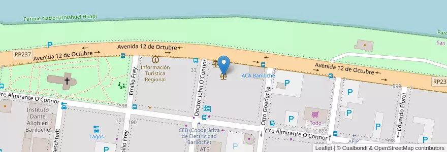 Mapa de ubicacion de Tribunales Penales y Cámara Laboral - Ministerio Público en آرژانتین, شیلی, استان ریو نگرو، آرژانتین, Departamento Bariloche, Municipio De San Carlos De Bariloche, San Carlos De Bariloche.