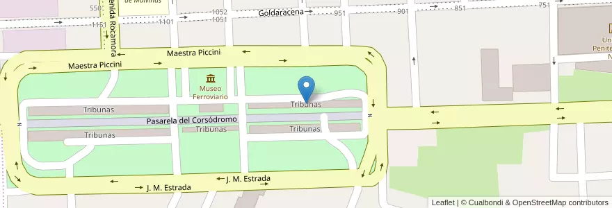Mapa de ubicacion de Tribunas en アルゼンチン, エントレ・リオス州, Departamento Gualeguaychú, Gualeguaychú, Gualeguaychú, Distrito Costa Uruguay Sur.