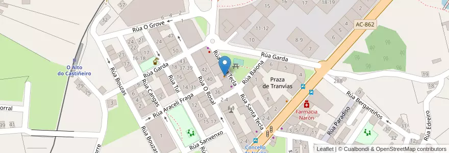 Mapa de ubicacion de Trigo en Spagna, Galizia, A Coruña, Ferrol, Narón.