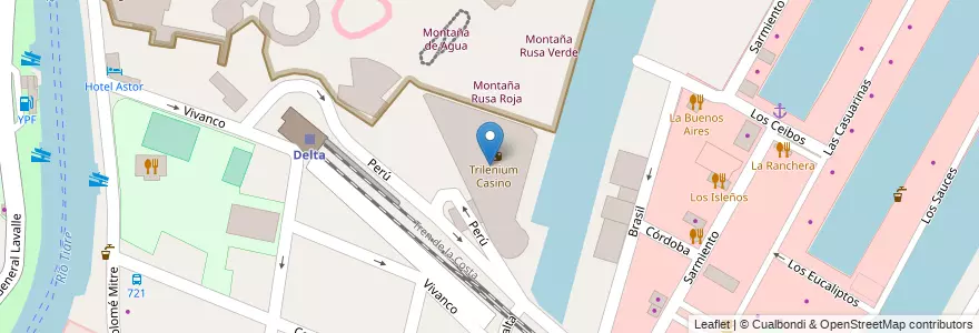 Mapa de ubicacion de Trilenium Casino en Arjantin, Buenos Aires, Partido De Tigre, Tigre.