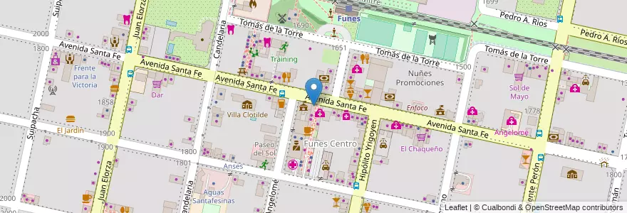 Mapa de ubicacion de Trinidad en Argentine, Santa Fe, Departamento Rosario, Municipio De Funes, Funes.