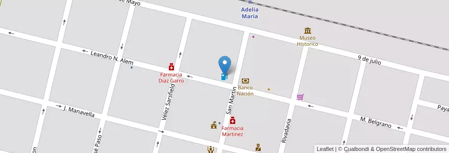 Mapa de ubicacion de TRINIDAD PESCIALLO S.A. en アルゼンチン, コルドバ州, Departamento Río Cuarto, Pedanía Cautiva, Municipio De Adelia María, Adelia María.