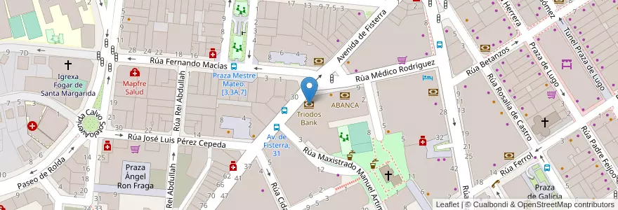 Mapa de ubicacion de Triodos Bank en Sepanyol, Galicia / Galiza, A Coruña, A Coruña, A Coruña.