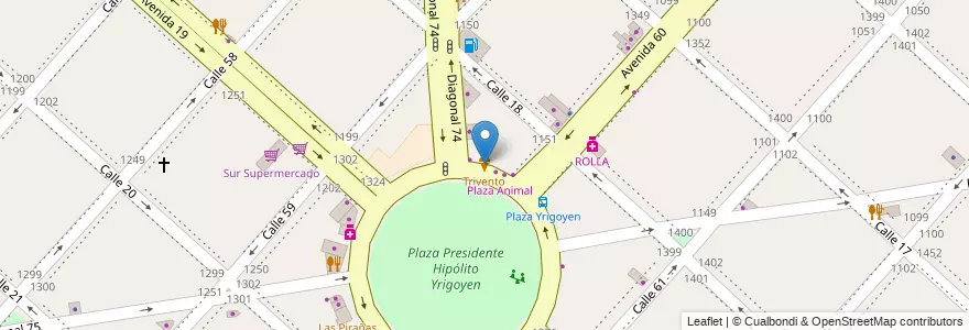 Mapa de ubicacion de Trivento, Casco Urbano en Argentina, Buenos Aires, Partido De La Plata, La Plata.