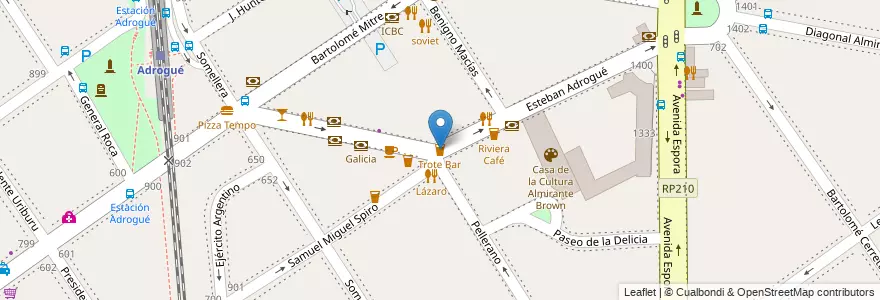 Mapa de ubicacion de Trote Bar en アルゼンチン, ブエノスアイレス州, Partido De Almirante Brown, Adrogué.