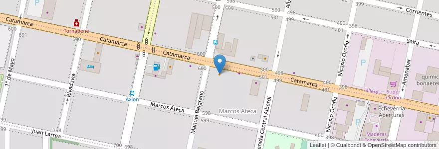 Mapa de ubicacion de Troya Bar en الأرجنتين, سانتا في, Departamento San Lorenzo, Municipio De Roldán, Roldán.