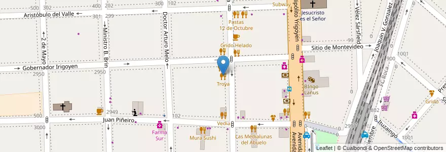 Mapa de ubicacion de Troya en آرژانتین, استان بوئنوس آیرس, Partido De Lanús, Lanús Oeste.