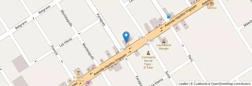Mapa de ubicacion de Tu Salón en アルゼンチン, ブエノスアイレス州, Partido De Tigre, El Talar.