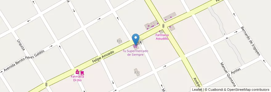Mapa de ubicacion de Tu Supermercado de Siempre en アルゼンチン, ブエノスアイレス州, Partido De Quilmes, Quilmes.