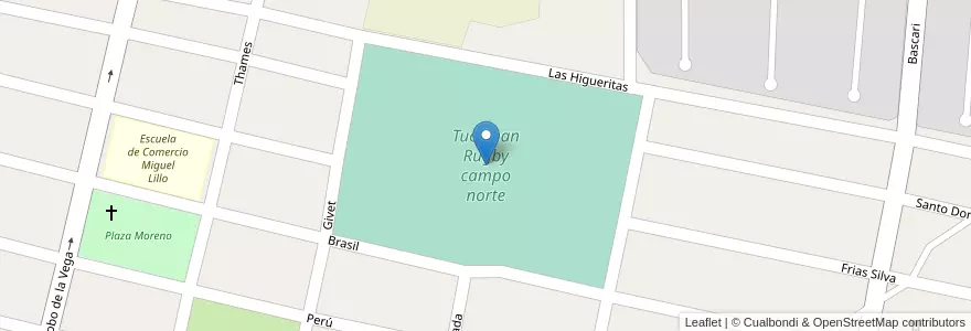 Mapa de ubicacion de Tucuman Rugby campo norte en アルゼンチン, トゥクマン州, Departamento Yerba Buena, Yerba Buena.