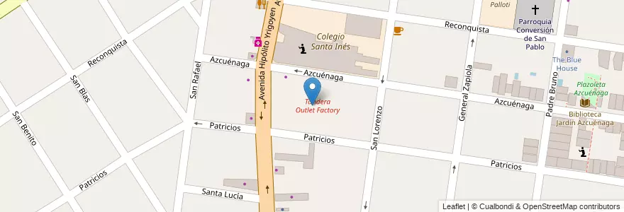 Mapa de ubicacion de Tundera Outlet Factory en 아르헨티나, 부에노스아이레스주, Partido De Lomas De Zamora, Turdera.