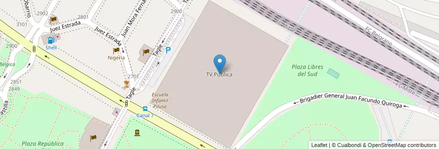 Mapa de ubicacion de TV Pública, Recoleta en 阿根廷, Ciudad Autónoma De Buenos Aires, Comuna 2, 布宜诺斯艾利斯.