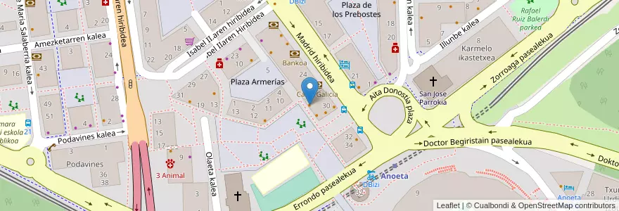 Mapa de ubicacion de Txamarta en 西班牙, 巴斯克, Gipuzkoa, Donostialdea, Donostia/San Sebastián.
