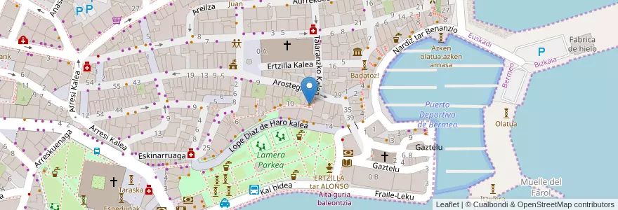 Mapa de ubicacion de Txiriboga en İspanya, Bask Bölgesi, Bizkaia, Busturialdea-Urdaibai, Bermeo.