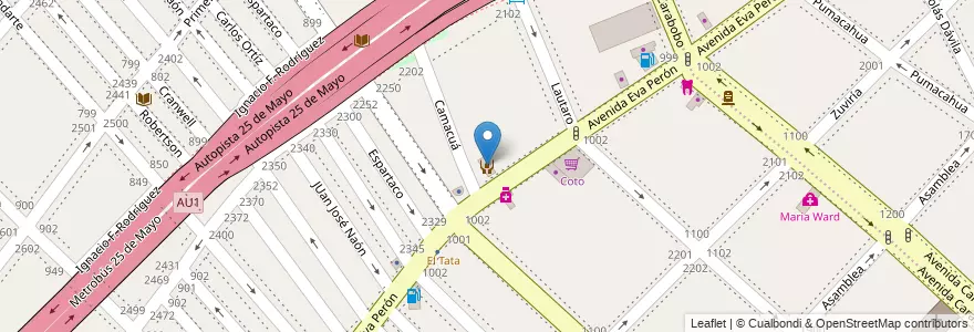 Mapa de ubicacion de Ub Maria Eva Duarte de Peron, Flores en الأرجنتين, Ciudad Autónoma De Buenos Aires, Comuna 7, Buenos Aires.