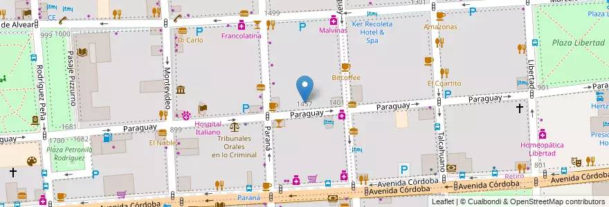 Mapa de ubicacion de UCES Facultad De Ciencias Económicas, Recoleta en 阿根廷, Ciudad Autónoma De Buenos Aires, Comuna 2, Comuna 1, 布宜诺斯艾利斯.