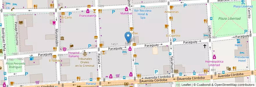 Mapa de ubicacion de UCES - Universidad de Ciencias Empresariales y Sociales, Recoleta en Argentinien, Ciudad Autónoma De Buenos Aires, Comuna 2, Comuna 1, Buenos Aires.