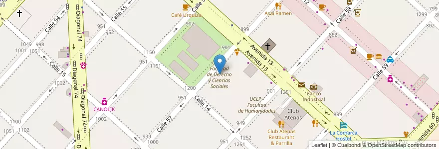 Mapa de ubicacion de UCLP - Facultad de Derecho y Ciencias Sociales, Casco Urbano en آرژانتین, استان بوئنوس آیرس, Partido De La Plata, La Plata.
