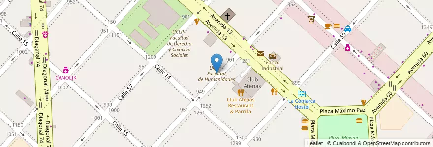 Mapa de ubicacion de UCLP - Facultad de Humanidades, Casco Urbano en Arjantin, Buenos Aires, Partido De La Plata, La Plata.