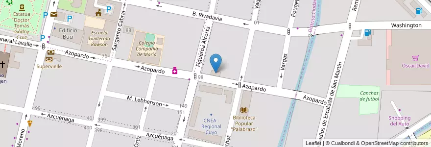 Mapa de ubicacion de UCR - Comité Departamental en 阿根廷, 智利, Mendoza, Godoy Cruz, Departamento Godoy Cruz, Distrito Ciudad De Godoy Cruz.
