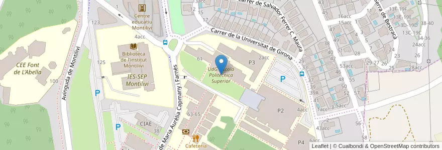 Mapa de ubicacion de UdG. Escola Politècnica Superior en Espagne, Catalogne, Gérone, Gironais, Gérone.