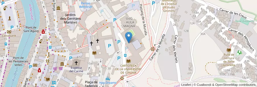 Mapa de ubicacion de UdG FACULTAT DE LLETRES en スペイン, カタルーニャ州, ジローナ, Gironès, ジローナ.