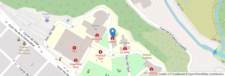 Mapa de ubicacion de UDIAT en 西班牙, Catalunya, Barcelona, Vallès Occidental, Sabadell.