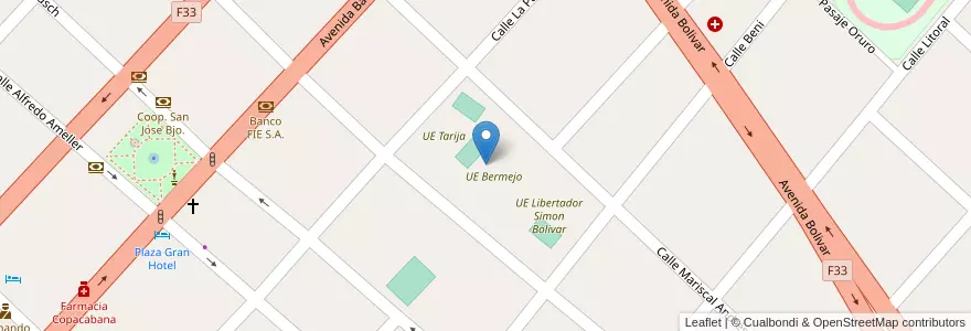 Mapa de ubicacion de UE Mcal. Andres de Santa Cruz en Bermejo.
