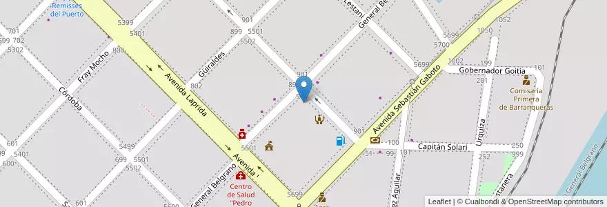 Mapa de ubicacion de U.E.P. N° 6 "Dr. Arístides Omar Ginesta" en 아르헨티나, Chaco, Departamento San Fernando, Barranqueras, Barranqueras.