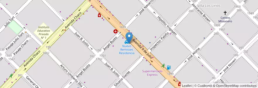 Mapa de ubicacion de UEP Nº 157 en Argentinien, Chaco, Departamento San Fernando, Resistencia, Resistencia.