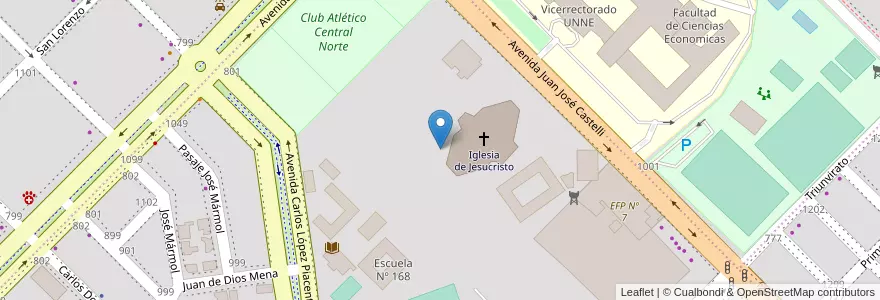Mapa de ubicacion de UEPGP Nº 73 Iglesia de Jesucristo en Аргентина, Чако, Departamento San Fernando, Ресистенсия, Resistencia.