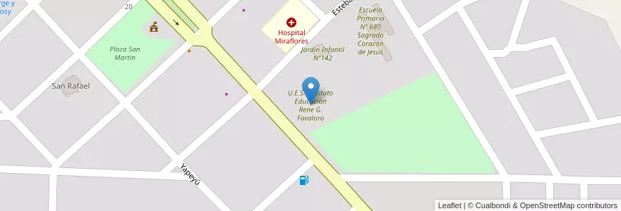 Mapa de ubicacion de U.E.S. Instituto Educación Rene G. Favaloro en アルゼンチン, チャコ州, Departamento General Güemes, Municipio De Miraflores, Miraflores.