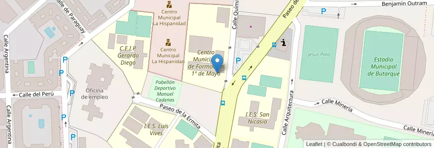 Mapa de ubicacion de U.F.I.L. 1º de Mayo en 스페인, Comunidad De Madrid, Comunidad De Madrid, Área Metropolitana De Madrid Y Corredor Del Henares, Leganés.