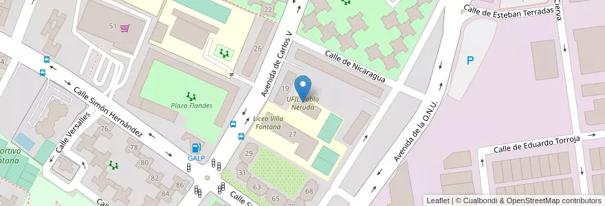 Mapa de ubicacion de UFIL Pablo Neruda en Испания, Мадрид, Мадрид, Área Metropolitana De Madrid Y Corredor Del Henares, Móstoles.