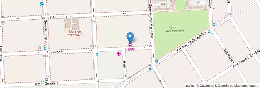 Mapa de ubicacion de Ugarte en アルゼンチン, ブエノスアイレス州, Partido De Florencio Varela, Florencio Varela.