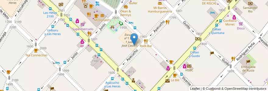Mapa de ubicacion de UGEE 01 Unidad de Gestión Educativa Experimental 01, Recoleta en Arjantin, Ciudad Autónoma De Buenos Aires, Comuna 2, Buenos Aires.