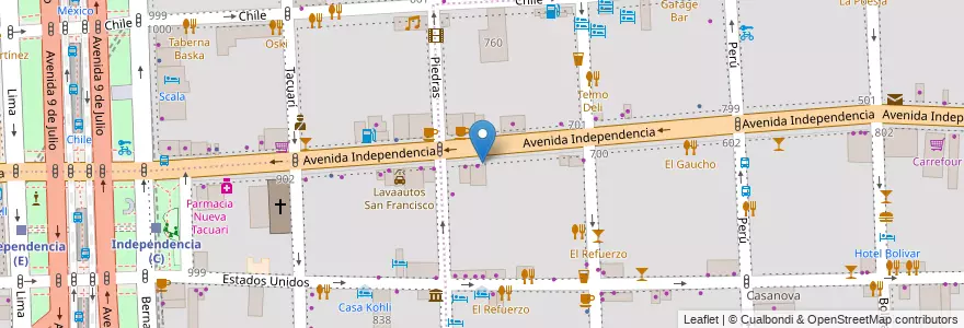 Mapa de ubicacion de UGEE 07 Bachillerato Popular de Adultos y Adolescentes Paulo Freire, San Telmo en Argentina, Autonomous City Of Buenos Aires, Comuna 1, Autonomous City Of Buenos Aires.