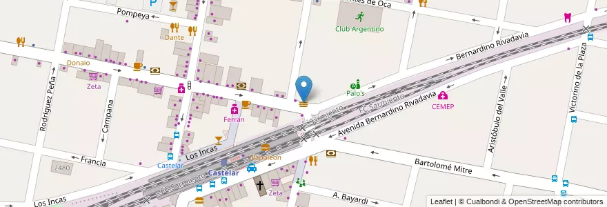 Mapa de ubicacion de Ugi's en 아르헨티나, 부에노스아이레스주, Partido De Morón, Castelar.