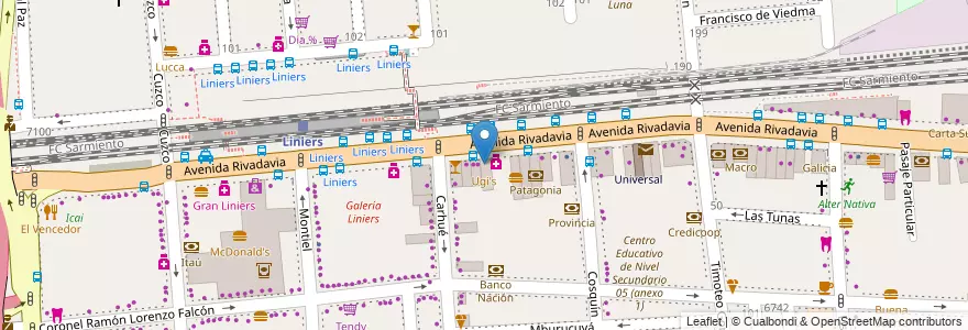 Mapa de ubicacion de Ugi's, Liniers en Argentinië, Ciudad Autónoma De Buenos Aires, Comuna 9, Buenos Aires.