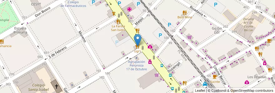 Mapa de ubicacion de Ugi's en Argentina, Provincia Di Buenos Aires, Partido De San Isidro, San Isidro.