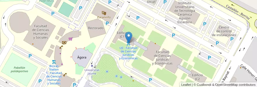 Mapa de ubicacion de UJI - Facultad de Ciencias Jurídicas y Económicas en İspanya, Comunitat Valenciana, Castelló / Castellón, La Plana Alta, Castelló De La Plana.