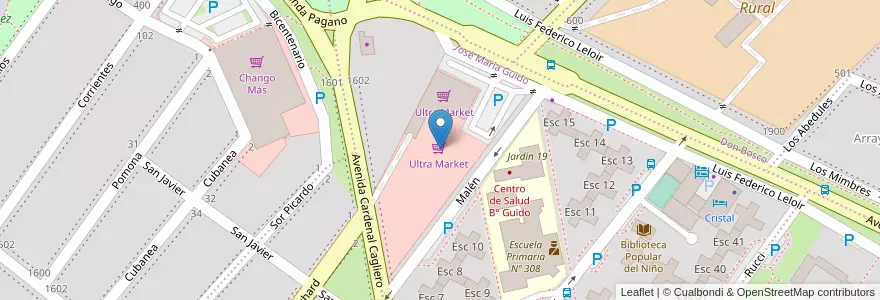 Mapa de ubicacion de Ultra Market en آرژانتین, استان ریو نگرو، آرژانتین, Departamento Adolfo Alsina, Viedma, Viedma.